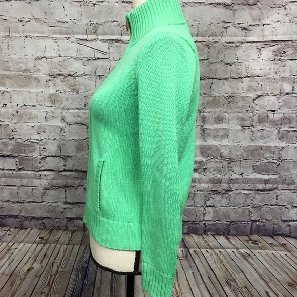 Ralph Lauren Green Zipper Cardigan Sweater - Picture 3 of 7